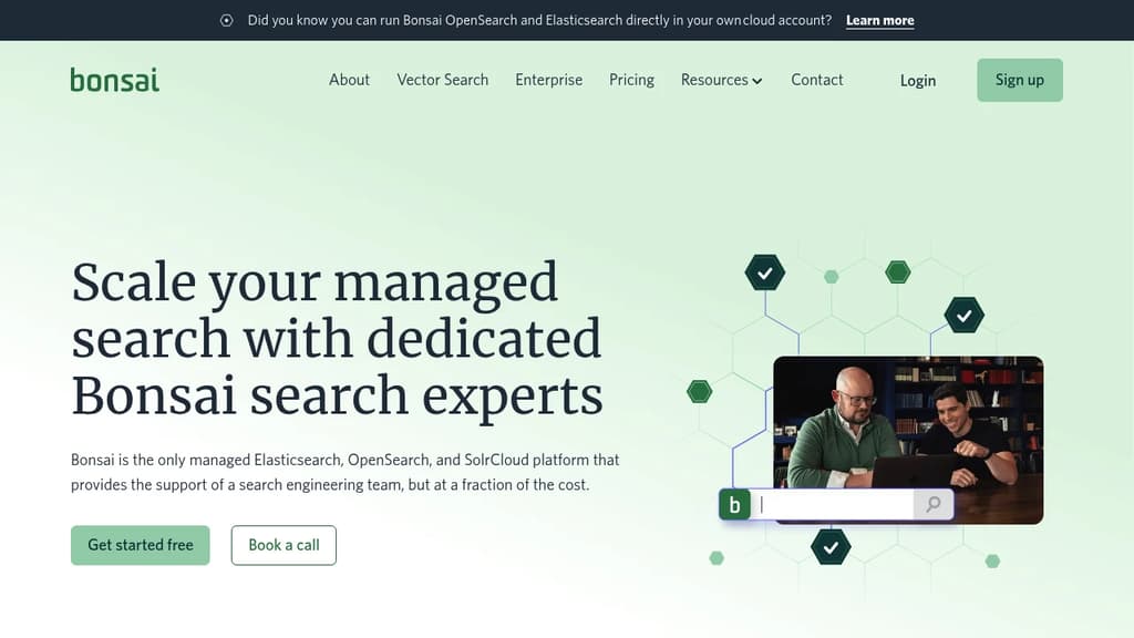 Screenshot of Bonsai website
