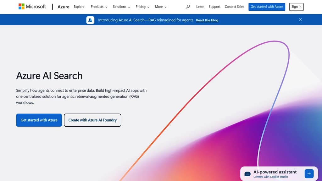 Screenshot of Azure AI Search website