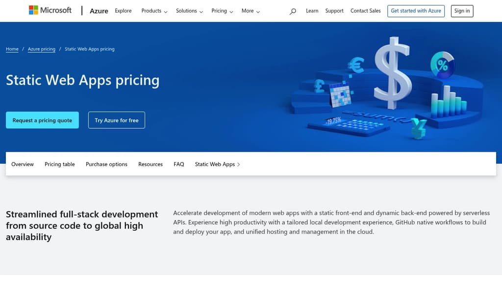 Screenshot of Azure Static Web Apps website