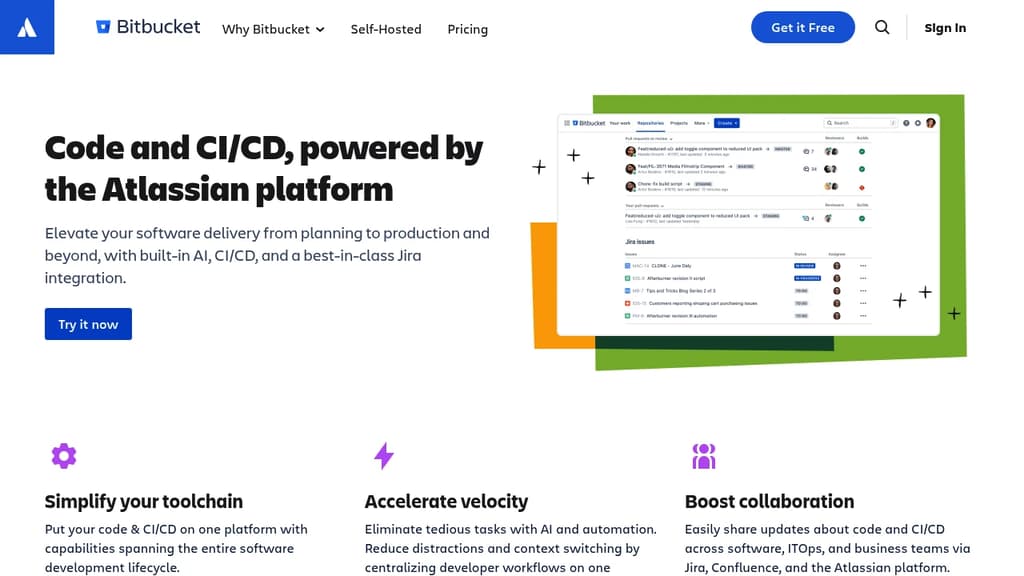 Screenshot of Bitbucket Cloud website