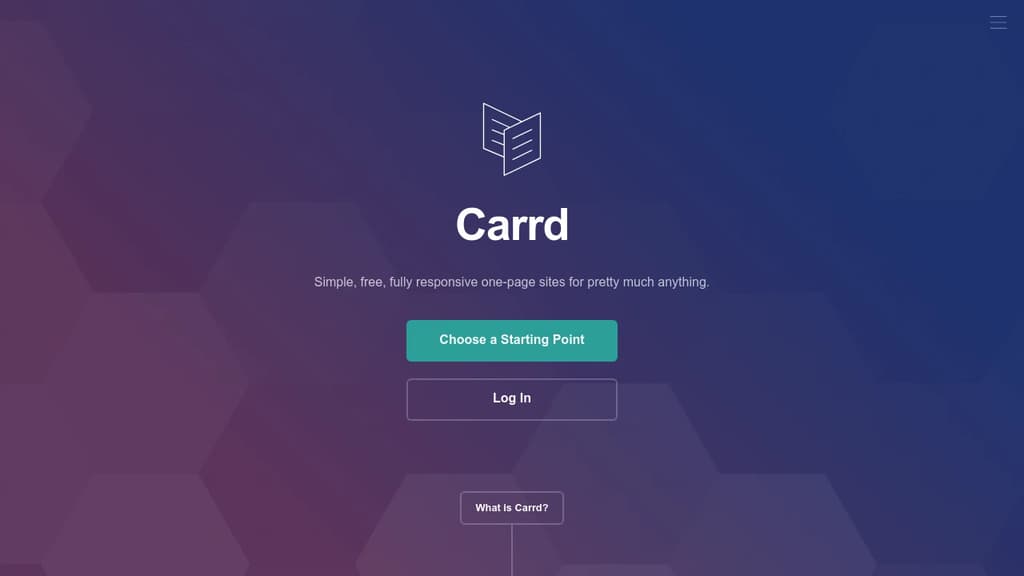 Screenshot of Carrd website
