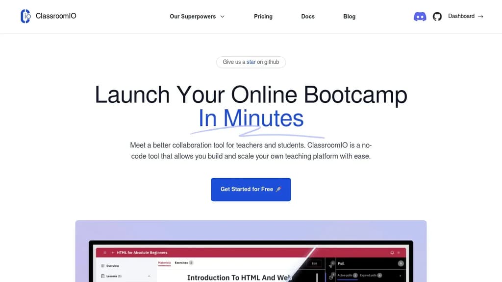 Screenshot of ClassroomIO website