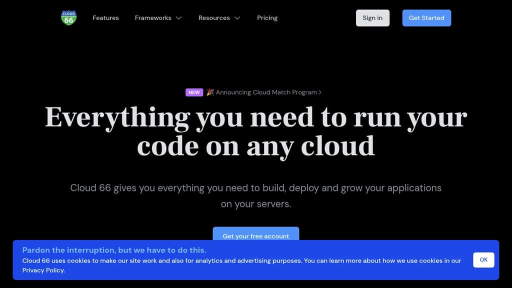 Screenshot of Cloud 66 website