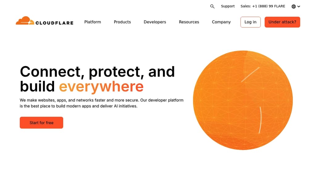 Screenshot of Cloudflare website