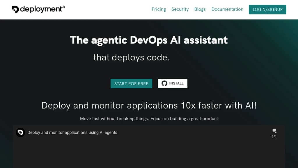 Screenshot of Deployment.io website