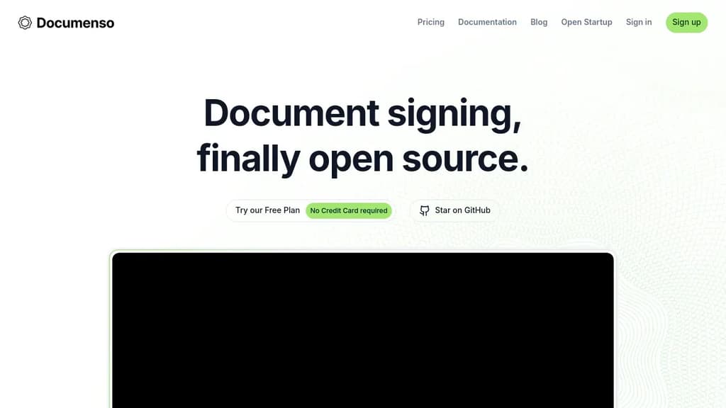 Screenshot of Documenso website