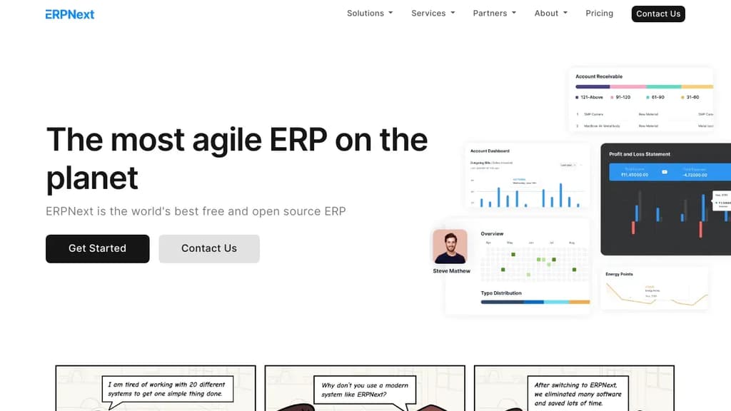 Screenshot of ERPNext website