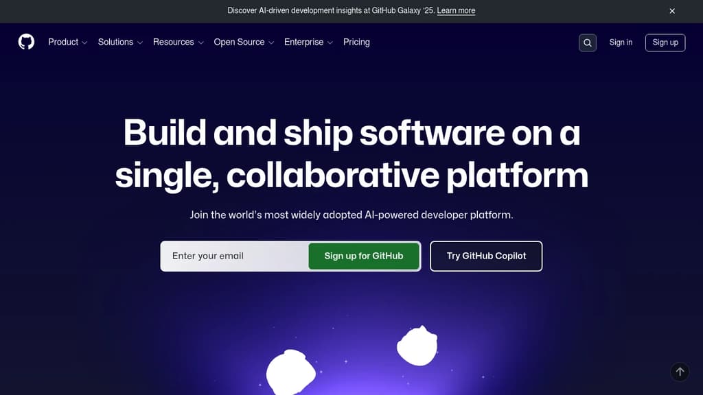 Screenshot of GitHub Developer Platform website