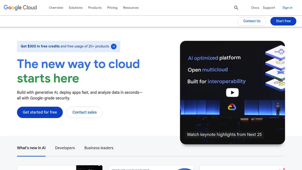 Screenshot of Google Cloud Platform website