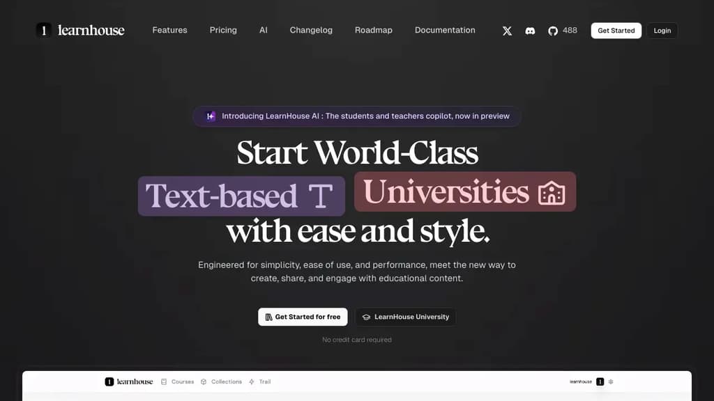 Screenshot of LearnHouse website
