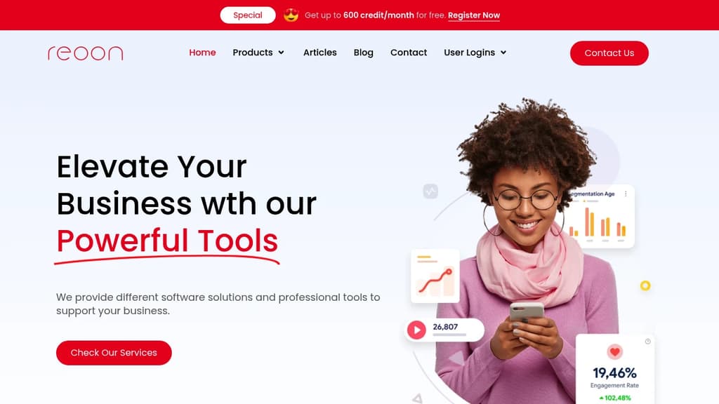 Screenshot of Reoon website