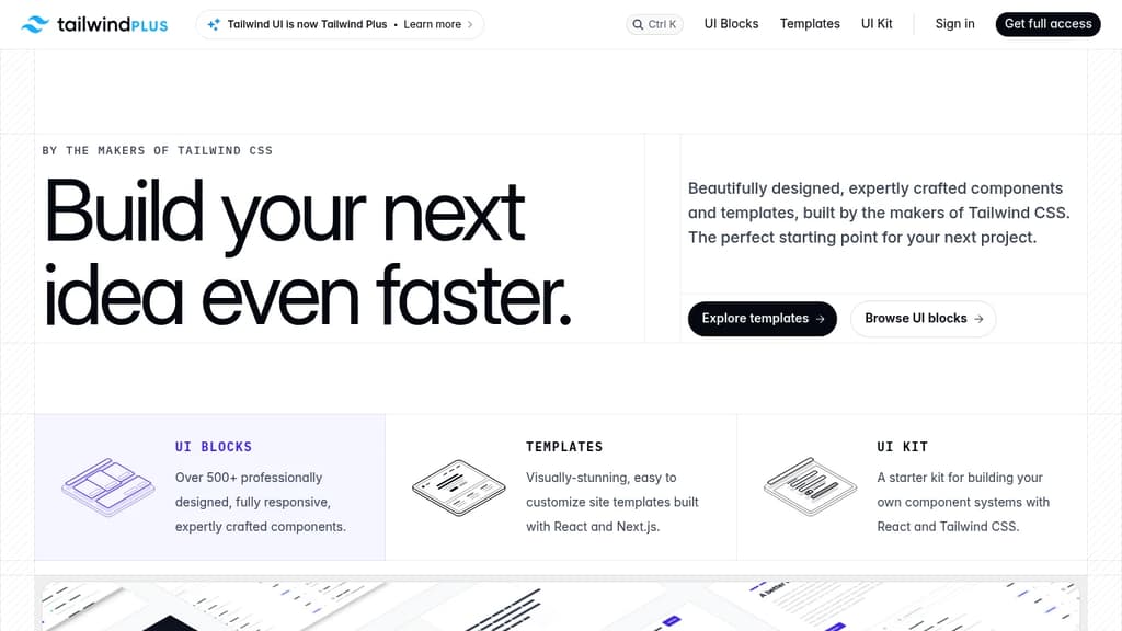 Screenshot of Tailwind UI website
