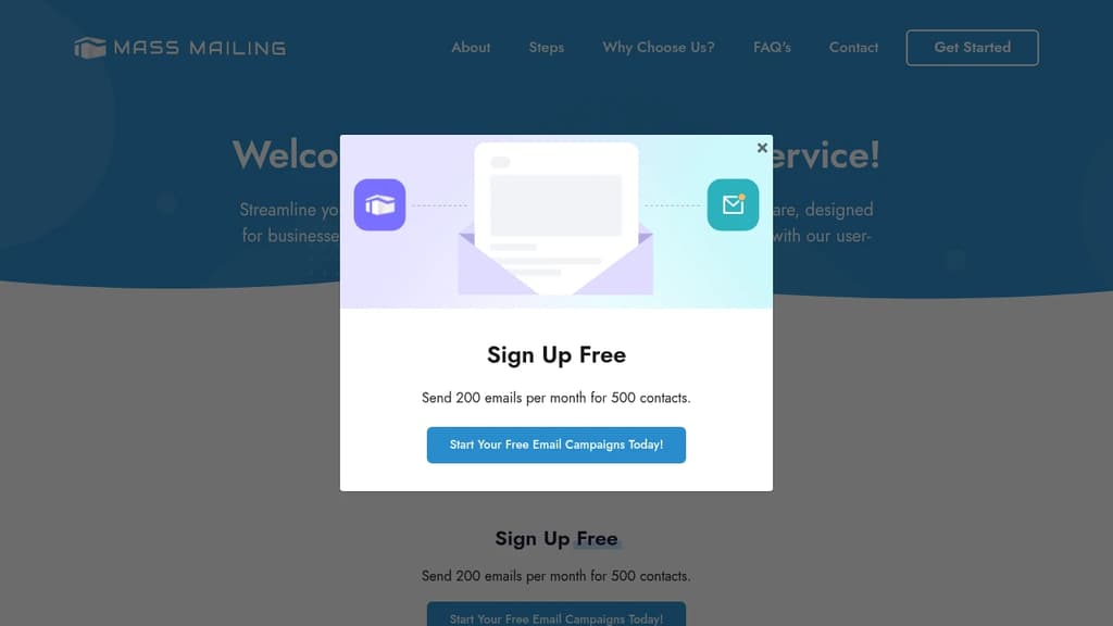 Screenshot of MassMail website