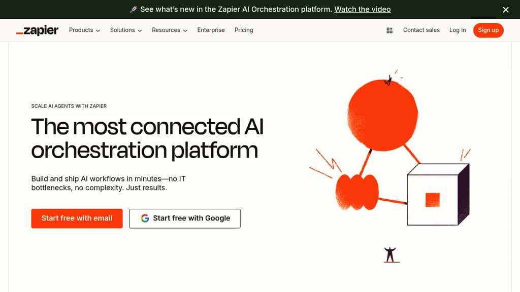 Screenshot of Zapier website